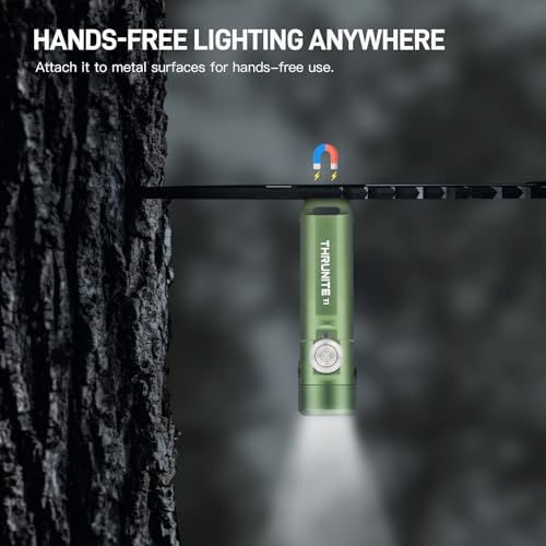 Image of ThruNite Ti Keychain Flashlight, USB-C Rechargeable Mini Flashlight, 650 Lumens with Magnetic Tailcap, IPX-6 Waterproof EDC Pocket Light for Camping, Everyday Carry (Dark Green)