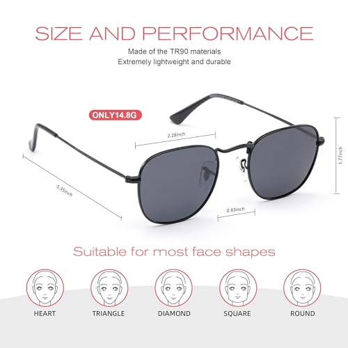 Round Polarized Sunglasses for Men and Women, Small Metal Circle Wire Frame Sun Glasses UV400 Protection RFS50023