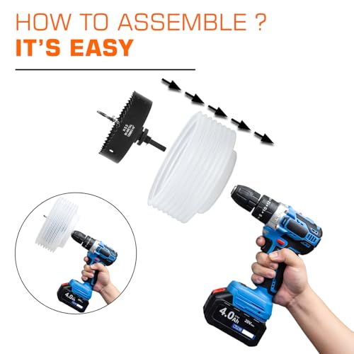 Image of 5-1 /8 Hole Saw for Recessed Lights, 5.1 Inch Hole Cutter with Dust Bowl Catcher for Led Recessed Lighting 5 Inch and Wood Metal Drywall, Bi-Metal Construction, Black