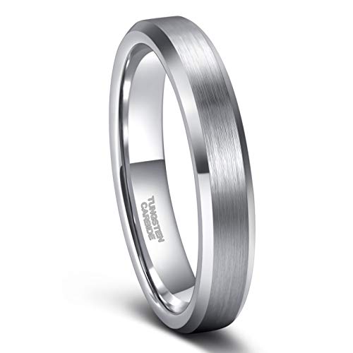 Image of Frank S.Burton Tungsten Ring for Men Women 3mm 4mm 6mm 8mm Beveled Edge Matte Silver Band Comfort Fit Size 4-15