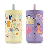 Ello Bop 2-Pack 12oz Kids Plastic Tumbler Set with Carry Loop | Leak-Proof Slider Lid | Removable Spill Resistant Soft Straw | BPA-Free | Animal Wonderland