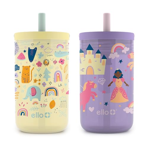 Image of Ello Bop 2-Pack 12oz Kids Plastic Tumbler Set with Carry Loop | Leak-Proof Slider Lid | Removable Spill Resistent Soft Straw | BPA-Free
