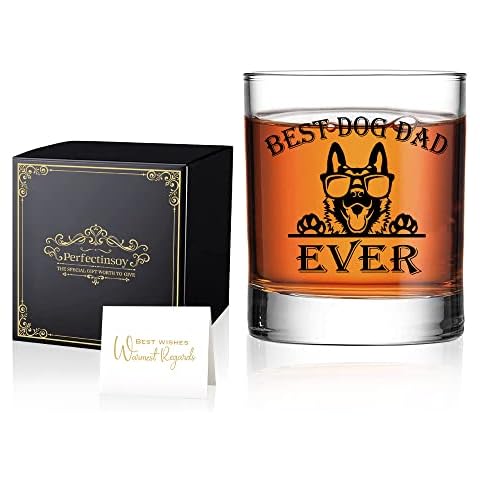 Perfectinsoy Dog Dad Ever Wine Glass with Gift Box, Cute German shepherd Themed , Dog Lover Gifts for Her, Dog Moms, Grandma, Wife, Sister, Whiskey Glass Gift for Dog Lovers Cover