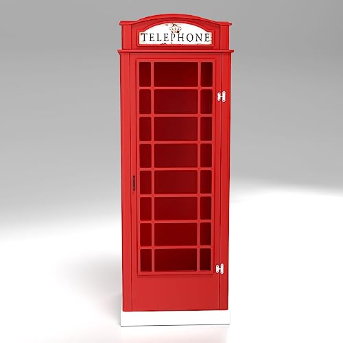 PLASTIKO - Armoire Cabine Téléphonique Londonienne Vintage - Meuble de Rangement Enfant avec Étagères et Compartiments - Style Loft Anglais 116 x 150 x 207...