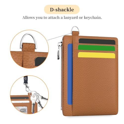 Image of Hancynir Brown Minimalist Small Wallet Women Credit Card Holder RFID Slim