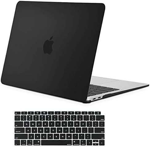 Skyera 13 Inch MacBook Air Case & Keyboard Cover - Rubber Hard Shell for Mac Laptop A1932 New 2018 Release for Apple MacBook Air 13 Inch with Retina Display fits Touch ID(Black)