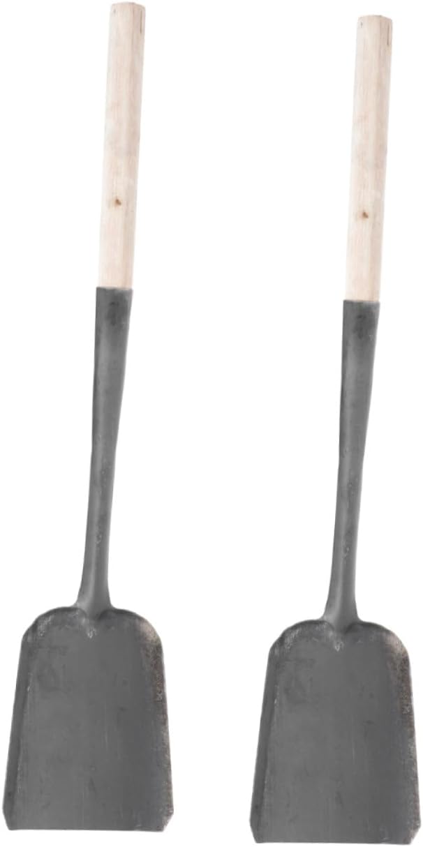 2pcs Coal Ash Shovel with Wooden Handle Lightweight Iron Fireplace Cleaning Shovel for Fire Pit BBQ Ash Scoop Tool for Home Use