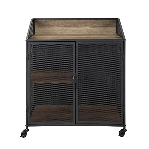 image for Walker Edison Malcomb Urban Industrial Metal Mesh Double Door Rolling 