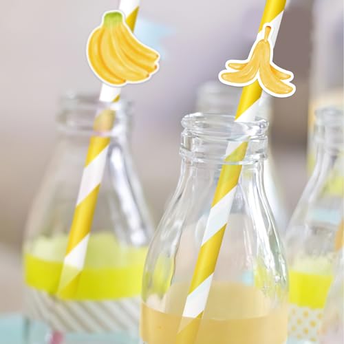 Pitillos de papel motivo bananas 50 unidades miniatura 6