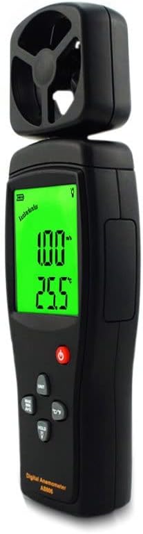 Anemometer Handheld, Digital LCD Backlight Wind Speed Meter Gauge, Air Flow Velocity Measurement Thermometer for Measuring Wind Speed