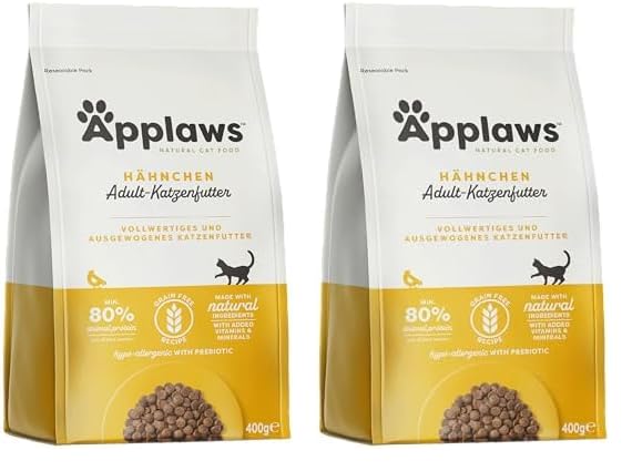 Applaws Complete and Grain Free Dry Cat Food, Adult Chicken, 400g (Pack of 2)