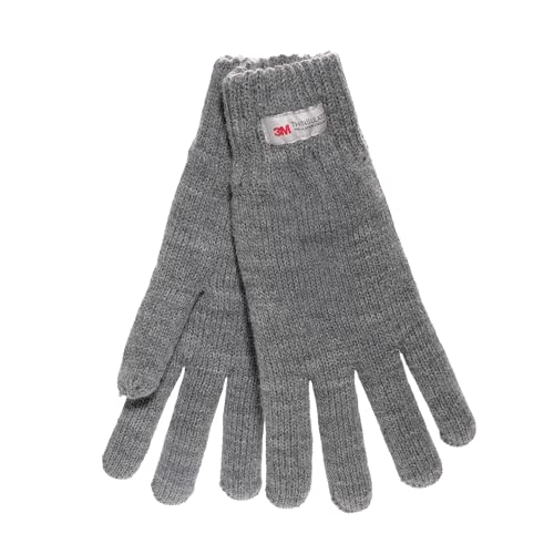 GM Apparel Ladies 3M Thinsulate Gloves | Thermal Knitted Gloves | Extra Warm & Lightweight Outdoor Winter Ski for Women - Grey