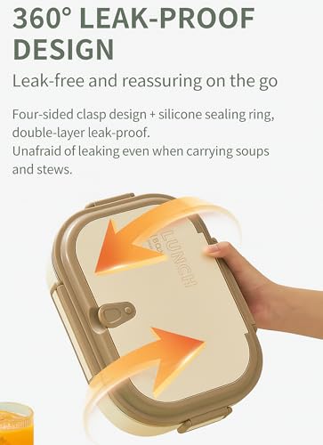 Image of House of Quirk 304 Stainless Steel Insulated Lunch Box for Office & School | 4 Compartments Tiffin Box for Adults & Kids | Leakproof, Durable & Portable Meal Container (Beige)