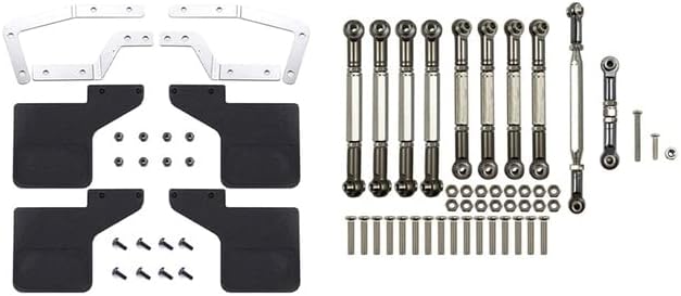 Metal Pull Rod Steering Link Rod Set Parts with Rubber Front and Rear Fenders Mud Flaps Accessories - (Color: Khaki)