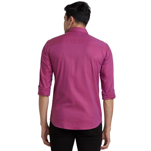 Image of Park Avenue Men's Solid Pattern Slim Fit Pure Cotton Full Sleeve Cut Away Collar Casual Shirt
