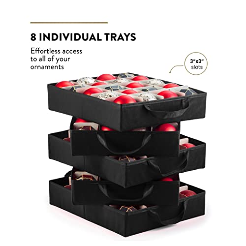 Premium Large Carrying Christmas Ornament storage Box with Clear Lid, 3" Compartment, Contains 10 Trays, Keeps 200 Holiday Ornaments & Xmas Accessories, Made Of Tear Proof Made Of 600D Oxford Fabric - Image 5