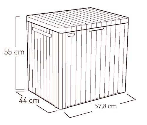 Keter City Box, Aufbewahrungsbox, dunkelgrau, Inhalt: 113L, Maße: HxTxB 55x44x57,8cm, ideal für Balkon und kleine Flächen, Holzoptik