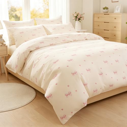 Nayoroom Bettwäsche 140x200 Rosa Schleifen Bettbezug mit Kissenbezug 70x90 – Ansicht 4