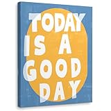 Inspirational Canvas Wall Art,Girly Wall Art,Yellow And Blue Preppy Funky Today Is a Good Day Framed Canvas Wall Art Decor 14x11,Colorful Hot Pink Preppy Paintings Artwork Office Dorm Room Home Wall Art Decor