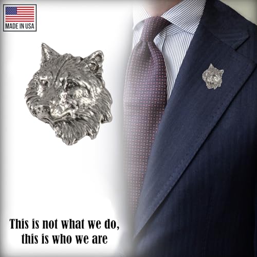 Wolf Pin, Head, Pewter, M041, 1 Inches, Handmade in the USA, Realistic, Metal, Hat Pin, Lapel Pins, Brooch, Gift, Over 3100 Wildlife Designs.