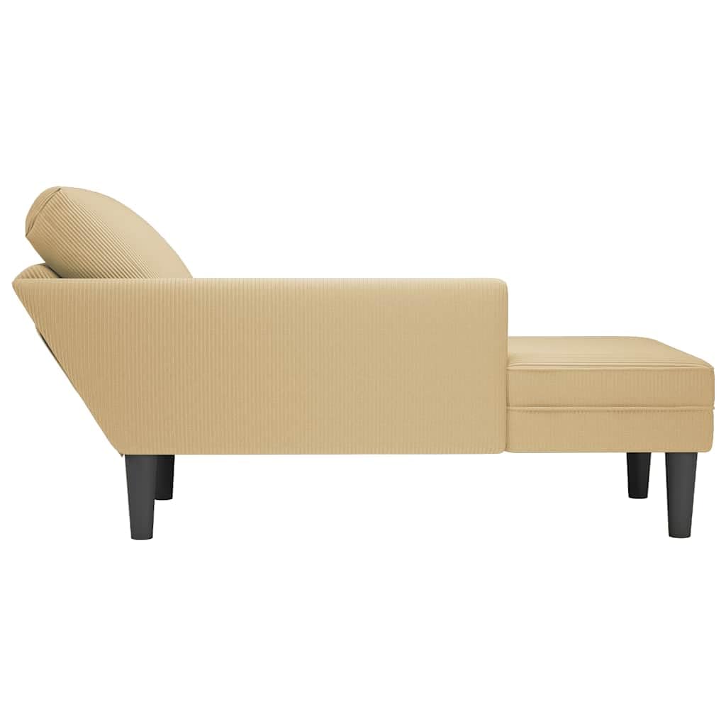 Szezlong szaro-zielony z poduszką ze sztruksu, 132 x 56 x 70 cm, ergonomiczny leżak relaksacyjny do salonu, sypialni, biura, lounge, z tapicerowanym leżakiem, otomaną i poduszką lędźwiową