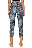 Leggings Depot Women's Athletic Leggings Pocket Yoga Pants, Capri-P510, Aviary Blue Mesh, S