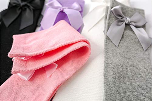 Image of Little Girl's Knee High Socks Over Calf Kids Overknee Stockings Bow Style