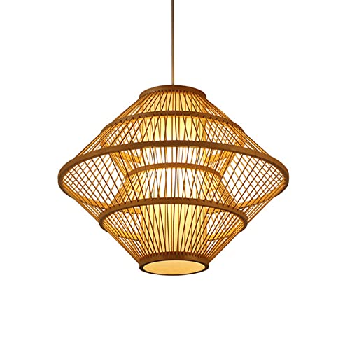 Lampes suspendues en matériau naturel et plafonnier en rotin beige