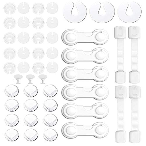 DazSpirit Kits de Sécurité des Enfant Bébé (paquet de 45) Sécurité de Bébé Serrure de Porte Verrou d'armoire Verrou - Blanc