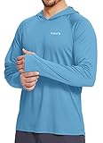baleaf Men's Sun Protection Hoodie Shirt UPF 50+ Long Sleeve UV SPF T-Shirts Rash Guard Fishing Swimming Lightweight Malibu Blue S