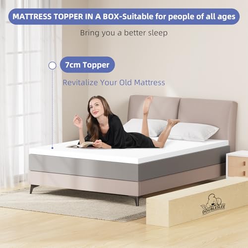 Doubleslee 3 Inch Memory Foam Mattress Topper Kingsize Bed, Gel-Infused Cooling King Size Mattress Topper for Back Pain Relief, Dual-Layer Thick King Size with Washable Cover 150x200x7cm - Image 8