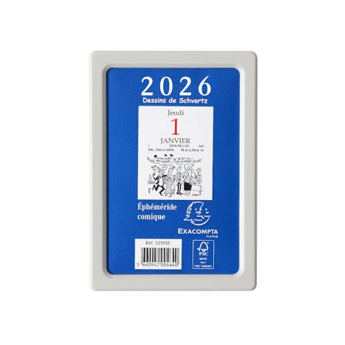 Exacompta 32103E - Bloc éphéméride comique sans support - 6,5 x 9,7 cm - Janvier à décembre 2026
