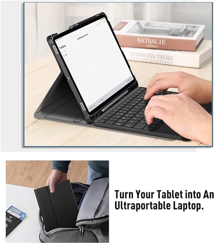 Image of HOM 3 Fold 7-Colour Backlight Detachable Wireless Bluetooth Keyboard with Trackpad /Touchpad & Tablet Cover Case for Samsung Galaxy Tab S10 Lite 10.9 inch /S9 FE 10.9 inch /S9 11 inch / S10 FE 10.9 inch / S11 11 inch inch