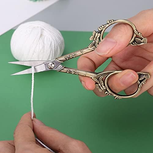 HITOPTY Vintage Embroidery Scissors 4.7in Sharp Straight Pointed Shears, Classic Small Detail Snips W/Sheath for Handcraft, Arts, Needlework, Sewing, Decoupage, Yarn, Fabric, Threads Fussy Cutting