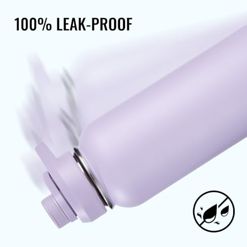 Image of Fijinhom Insulated Water Bottle with Handle, 304 Stainless Steel Water Bottles with Wide Mouth, Double Wall Vacuum Sports Water Bottle, BPA Free, Keep Cold and Hot, 32 Ounces Purple