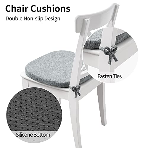 Recyco Chair Cushions For Dining Chairs 4Pack, Thick Memory Foam Chair Pads With Ties Non Skid Back U-Shaped, Soft And Comfortable Seat Cushions For Kitchen Dining Office Chairs, 17" X 16.5", Gray #TOP5