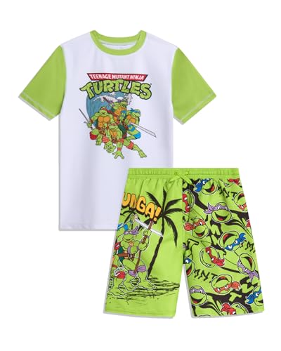 Image of Nickelodeon Paw Patrol TMNT Boys Rash Guard Set UPF 50 Swim Shirts & Trunks
