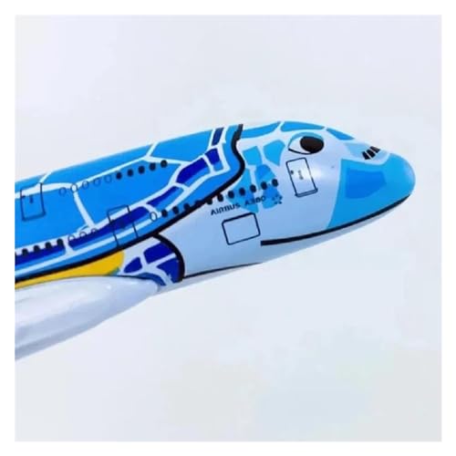 Modelo de avión pintado A380 Sea Turtle con base de exhibición estable 3