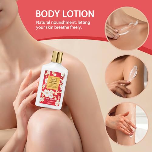 Christmas Gifts for Women - 9 Pcs Rose Bath and Body Gift Basket Set for Women, Spa Gift Set with Shower Gel | Pampering Gifts for Valentine's, Birthday, Mothers Day Gifts for Mom, Gift Sets for Her - Image 6