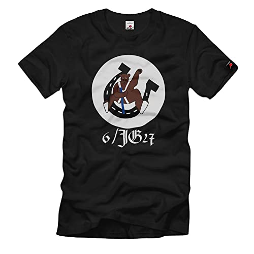 T-shirt militaire Luftwaffe 6 Jg27 noir XXXXXL parfait pour vos rassemblements d'histoire