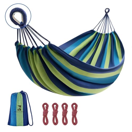 Camping Hammock Comfortable Fabric Hammocks with Tree Straps for Travel Patio Garden, Hanging Sturdy Indoor/Outdoor Hammock Up to 660lbs Portable Hammocks with Travel Bag