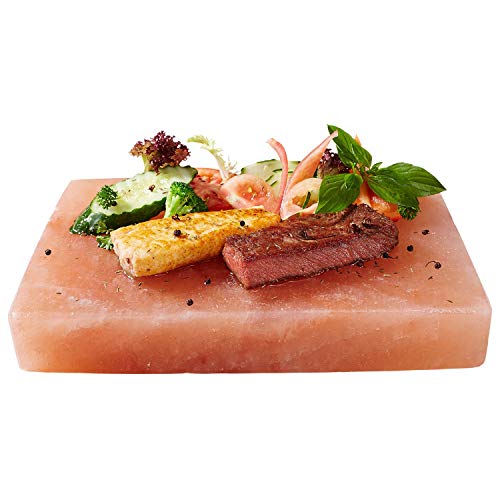 Himalayan Chef Himalayan Pink Salt Plate, Slab for Cooking 6 x 6 x 1 with Metal Holder
