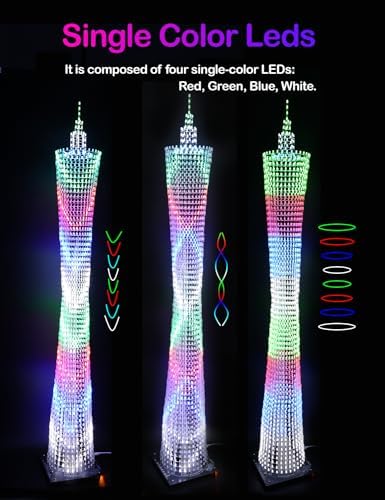 iCubeSmart Led Canton Tower Model DIY Electronic Kit, LED Cube Model Handmade Soldering Project Kit, 64 LED Circles, Height 1 Meter. (GZT-64) - 2