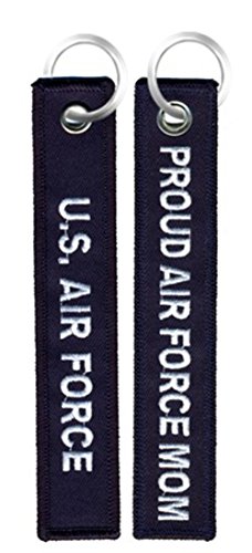 Proud Air Force MOM Navy Blue Embroidered Key Chain