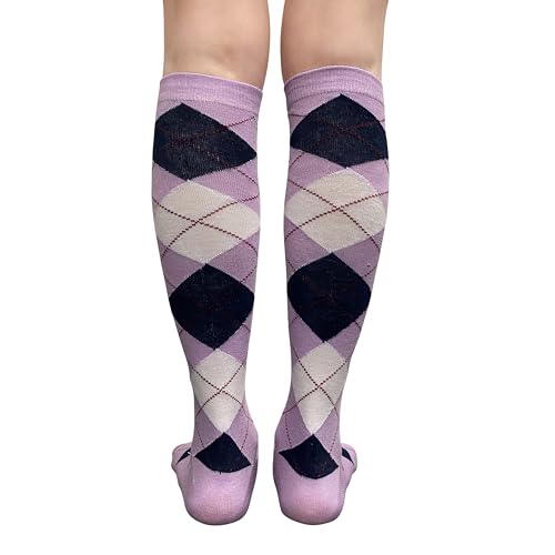 Image of Couver Women's Argyle Knee High Socks - Soft Acrylic Over the Calf Tube Style Socks for Casual Athletic - One Size