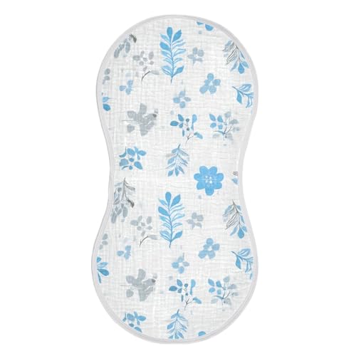 4 Pack Baby Burp Cloths, Soft Absorbent Burping Cloths for Babies, Cotton Milk Spit Up Rags, Large Size for Newborns, Baby Boys and Girls (Blue Grey Florals)2