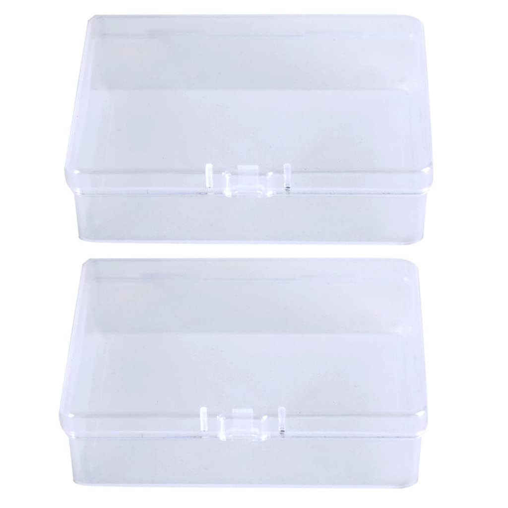 2Pcs Transparent Hardware Accessories Storage Box w Hinged Lid 10 5x7x3 2cm 4 1x2 8x1 3inches Plastic Storage