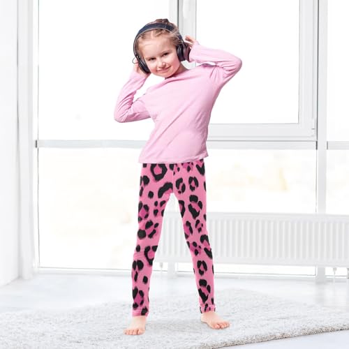 Pink Cheetah Leopard Texture Girls Leggings Soft Stretch Workout Yoga Dance Pants for Kids Casual Tights4