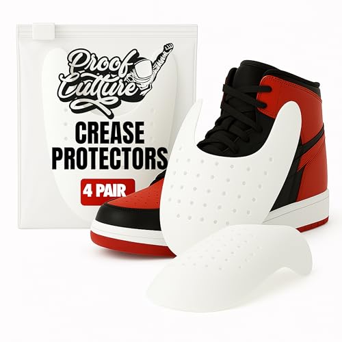 Proof Culture - 4 Pairs of Crease Protectors Compatible with Nike, Jordan 1, Dunks, Air Force 1 & More - Small Size – Reusable, Trim-to-Fit Toe Inserts for Sneaker Crease Prevention