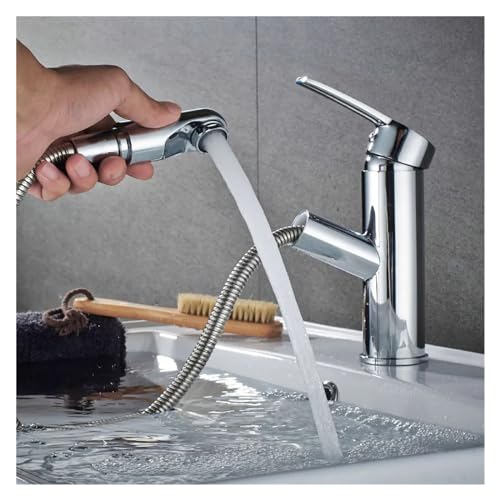 Robinet mitigeur de lavabo extractible compact à commande unique pour eau chaude